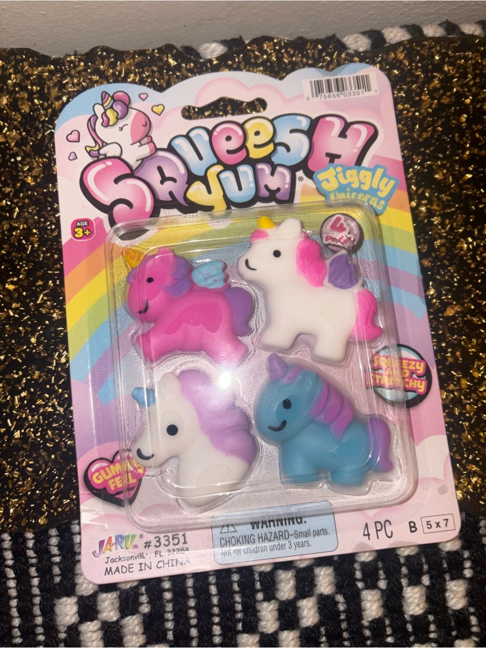 Ja-Ru Squeeshy Yum Jiggly Unicorn Toy Pack - Pink, White, Blue, Purple